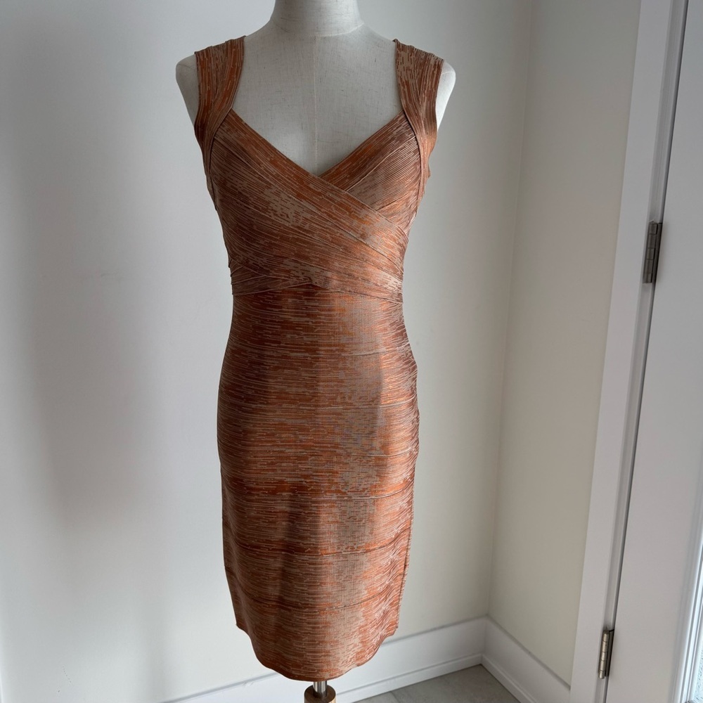 Elegant Rose Gold Bandage Dress